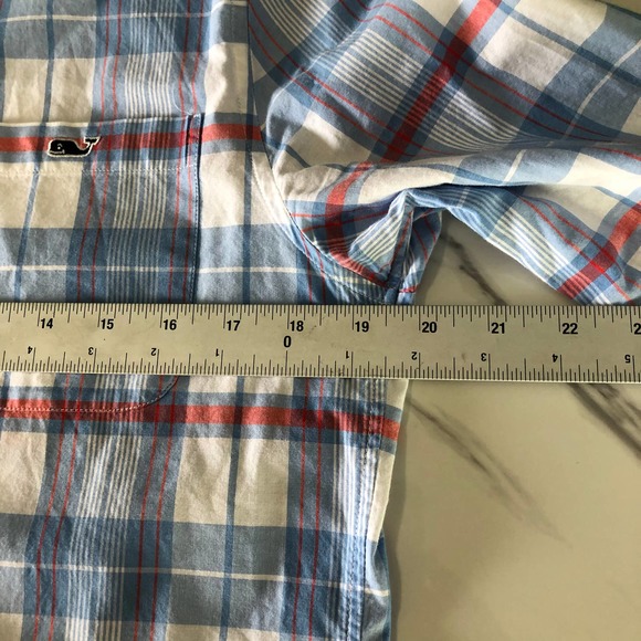 Vineyard Vines Plaid Tucker Shirt Small Blue Button-Down Mens Slim Fit Teal - Picture 8 of 8
